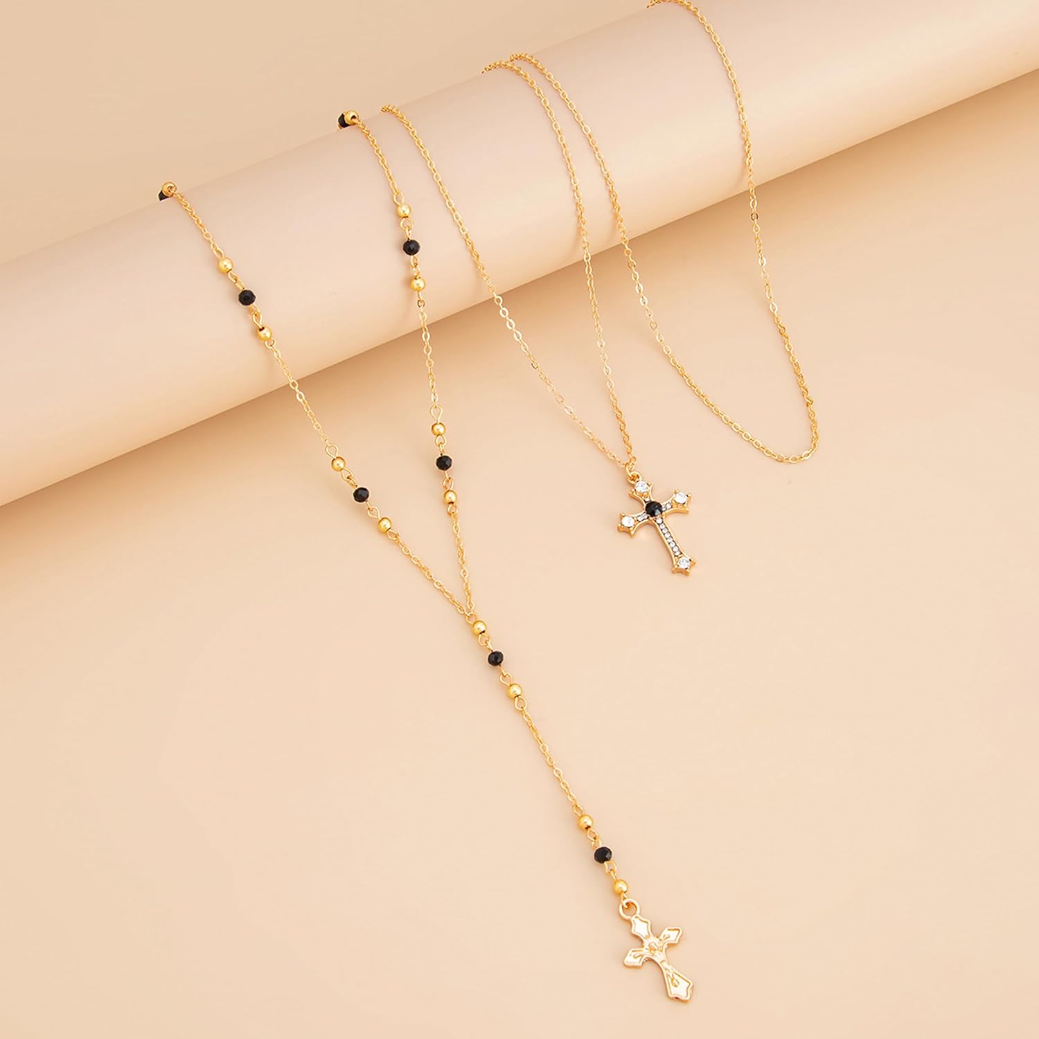 Long Cross Necklaces for Women Dainty Crystal Layered Chain Necklace Summer Long Tassel Chest Chain Jewelry - Image 7