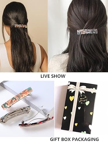 Vista 33 de Fsmiling Pasadores de pelo para mujer, pasador de pelo francés, pinzas pequeñas de acetato para el cabello, pasador antideslizante, accesorios