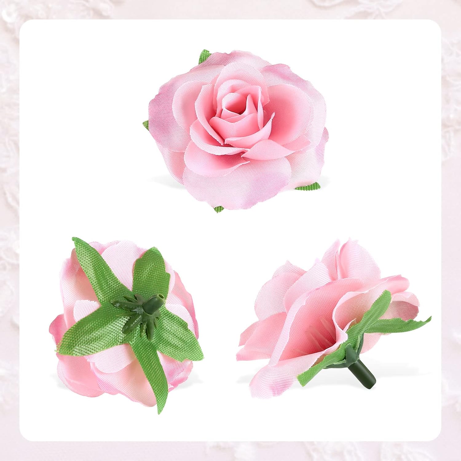 Yinsun 50pcs Pink Roses Artificial Flower Heads, 1.57” Small Silk Fake Flowers for DIY Wedding Bridal Shower Baby Shower Party Decoration - Image 2