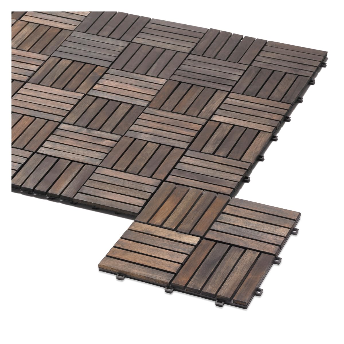iWerk® Holzfliesen Akazie 30 x 30 cm 10er Set Balkonfliesen