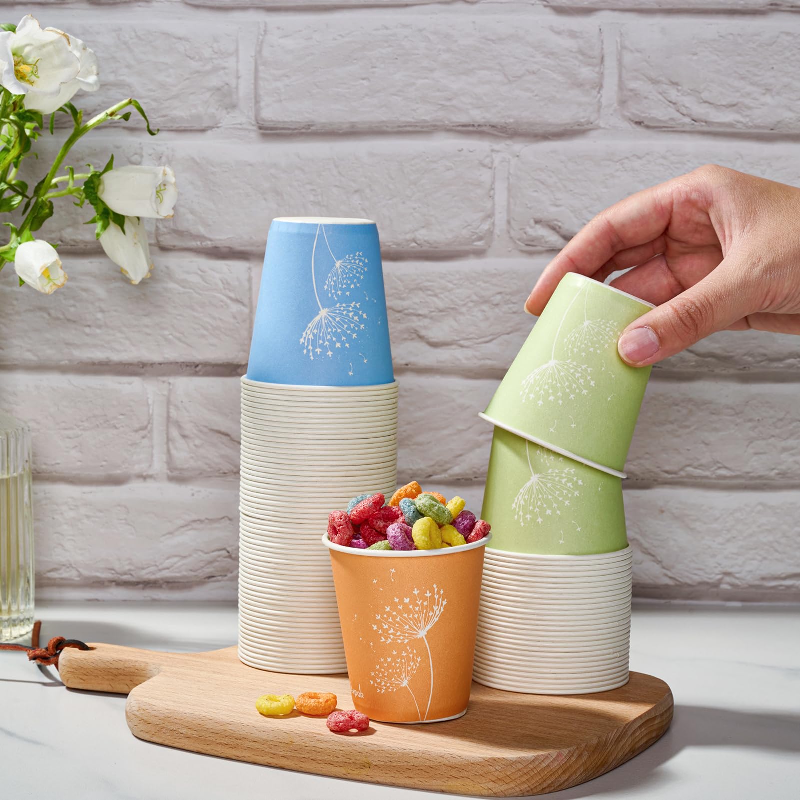 LITOPAK Confezione da 1200 bicchieri di carta usa e getta colorati per bicchieri da bagno e mini bicchieri di carta per feste, viaggi ed eventi.