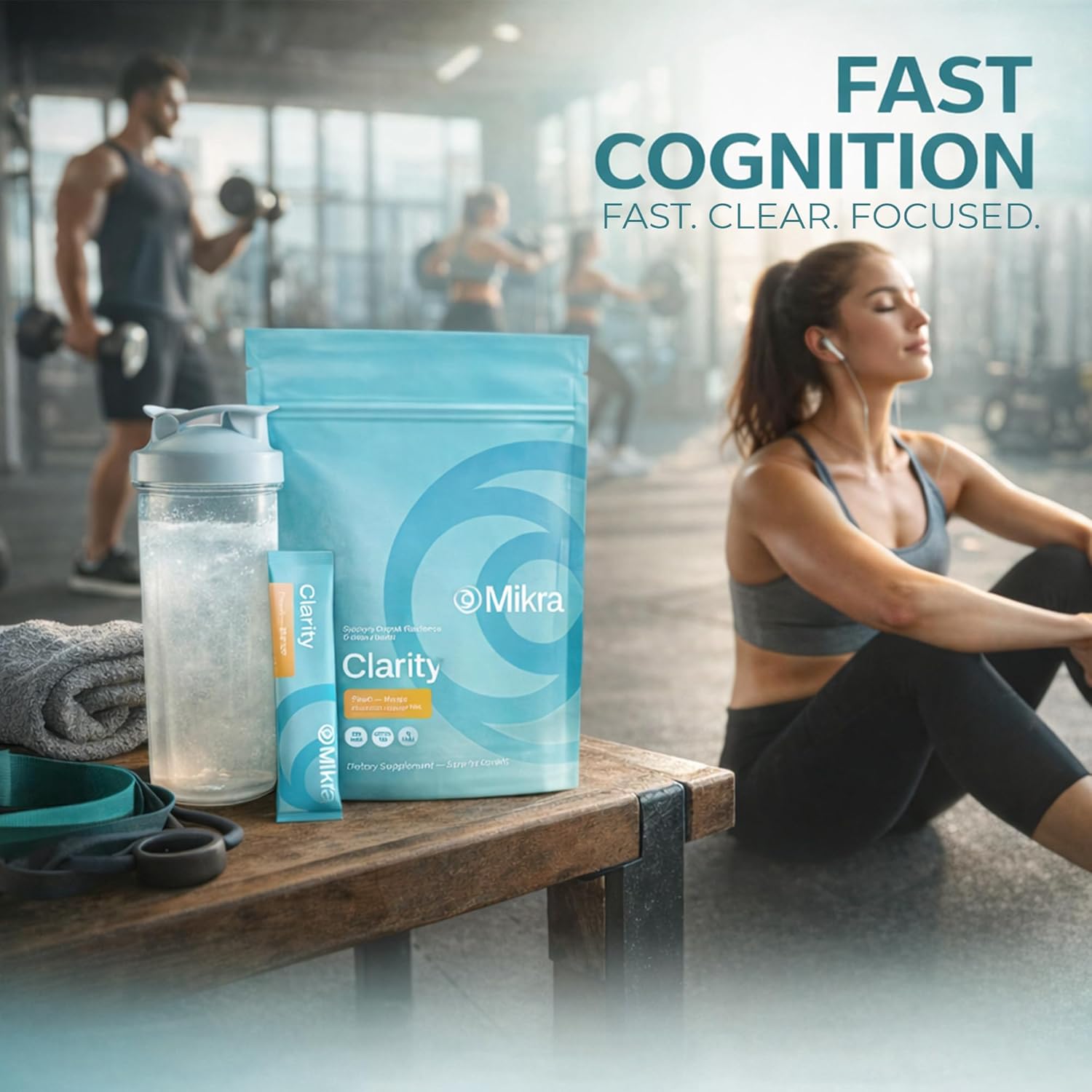 Mikra Clarity Nootropic Focus Drink Mix - Daily Cognitive & Calm Support Formula with Citicoline, Lion’s Mane & L-Theanine - Calm Drink Mix & Focus Aid for Energy and Clarity - 14 Single-Serve Sachets