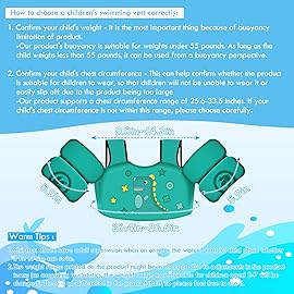 Chriffer Kids Swim Vest Life Jacket for 30-55 Pounds Boys and Girls, Toddler Floaties with Shoulder Harness Arm Wings for 2,3,4,5,6,7 Years Old Baby
