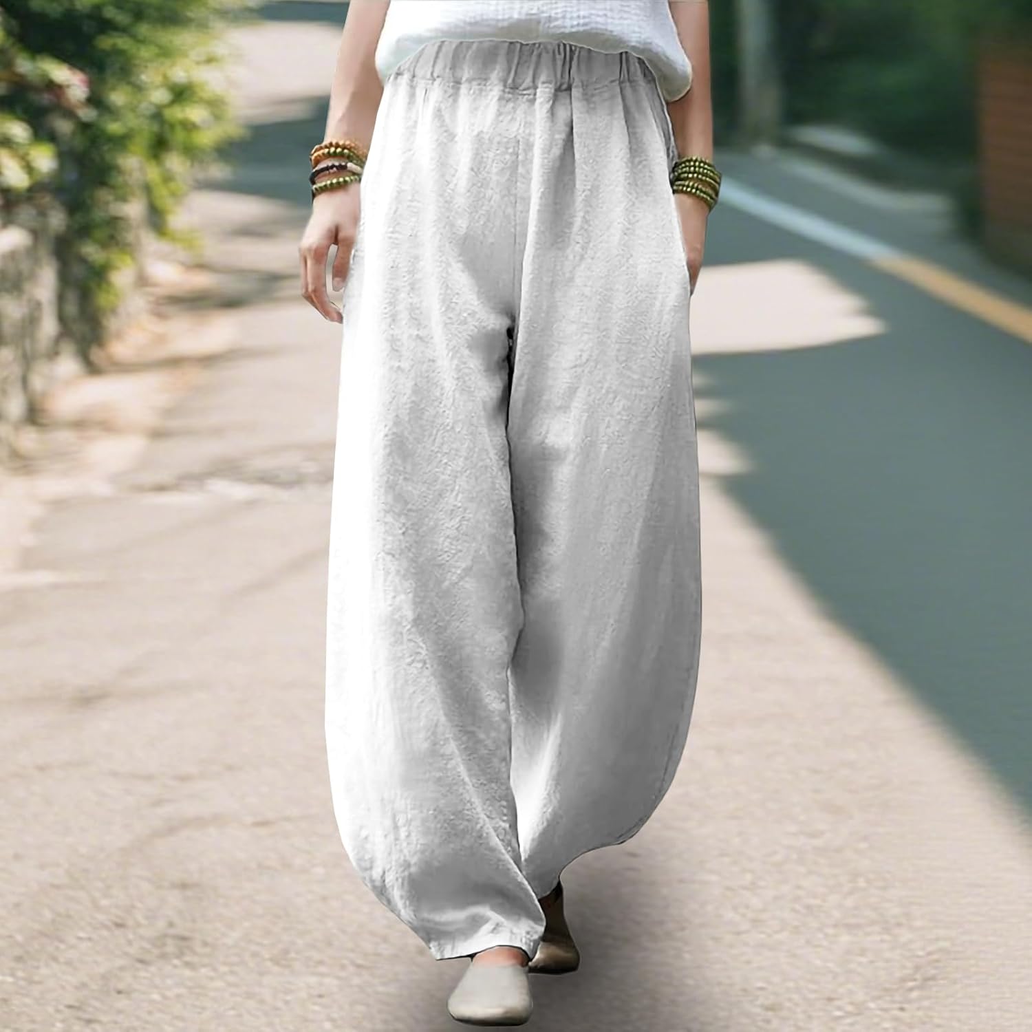 Women Pants Casual Breathable Lightweight Pants with Pockets Comfy Fit Work Trouser... - Image 3