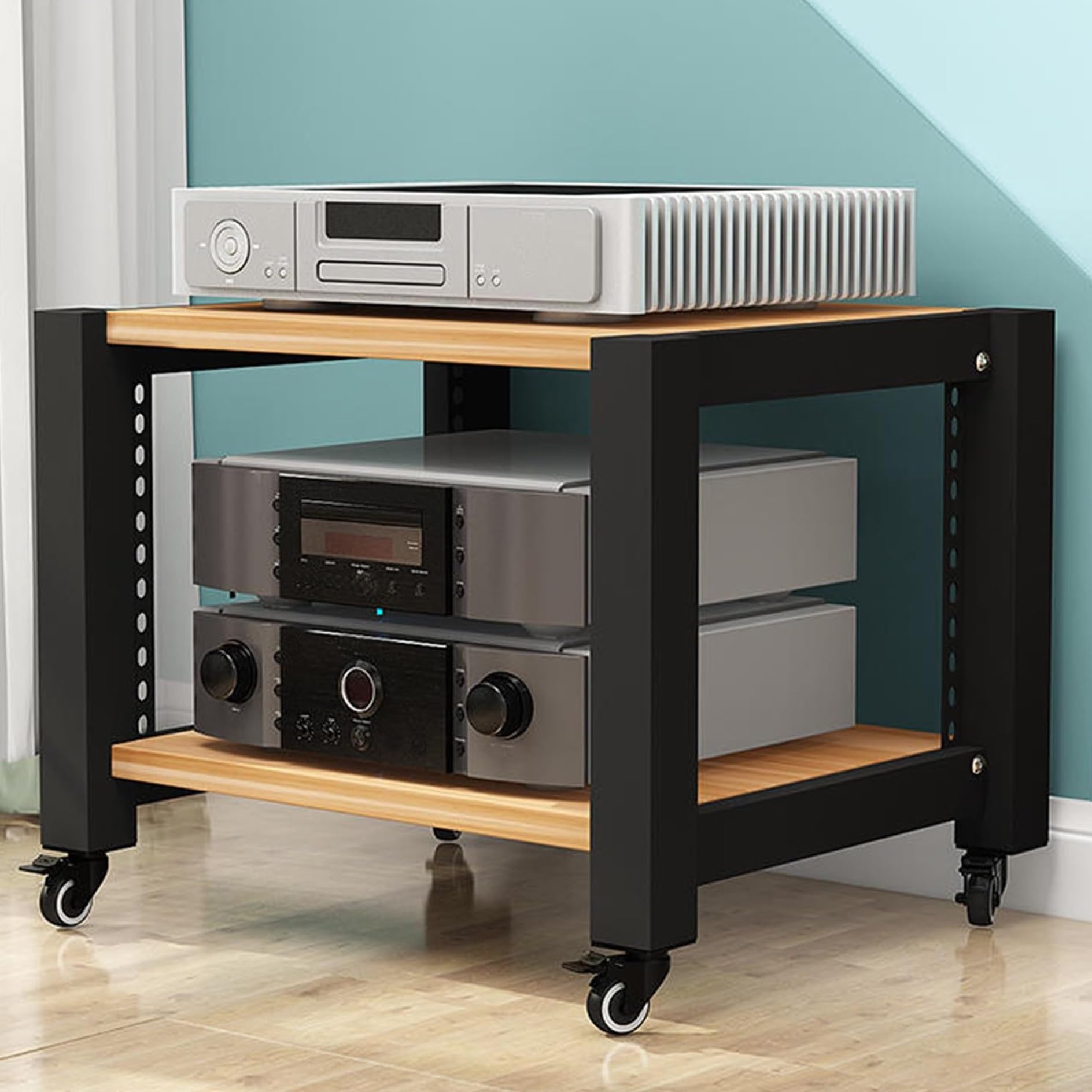 Meuble de rangement de jeux vidéo ajustable et étagère audio HiFi 4 niveaux