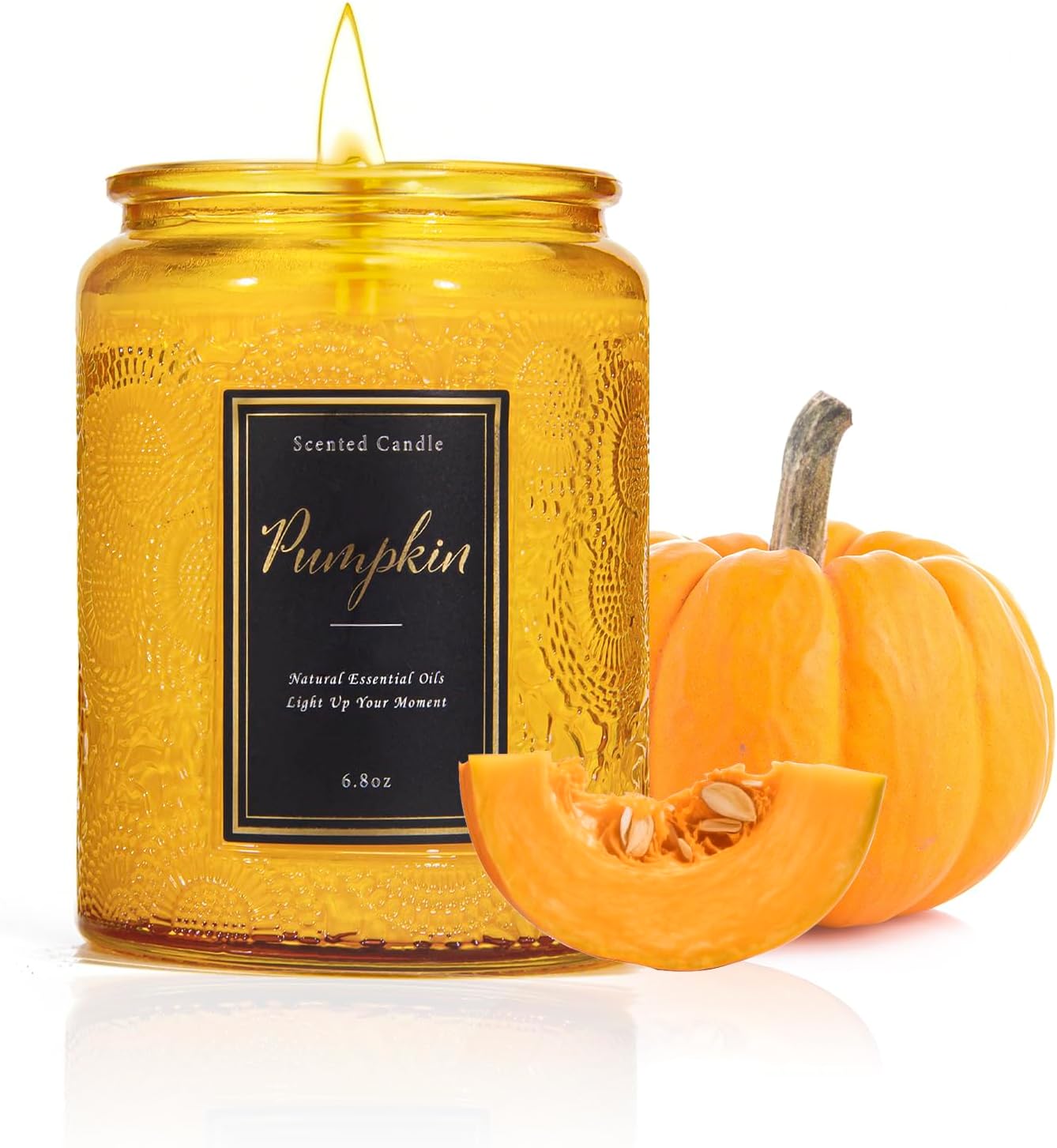 Pumpkin Scented Candle for Home, Luxury Glass Candles Soy Wax, Autumn Aromatherapy Candle Gift, Fall & Halloween Home Decor, 6.8 oz Pumpkin 1 Pack