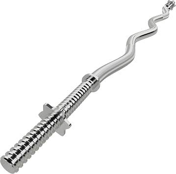 GYM MASTER EZ Curl Bar with Spinlock Collars Standard Barbell for Bicep Curls and Weight Lifting