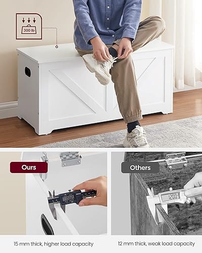 Miniatura 6 de VASAGLE - Cofre de almacenamiento, baúl de almacenamiento con 2 bisagras de seguridad, banco de almacenamiento, banco para zapatos, estilo granja,