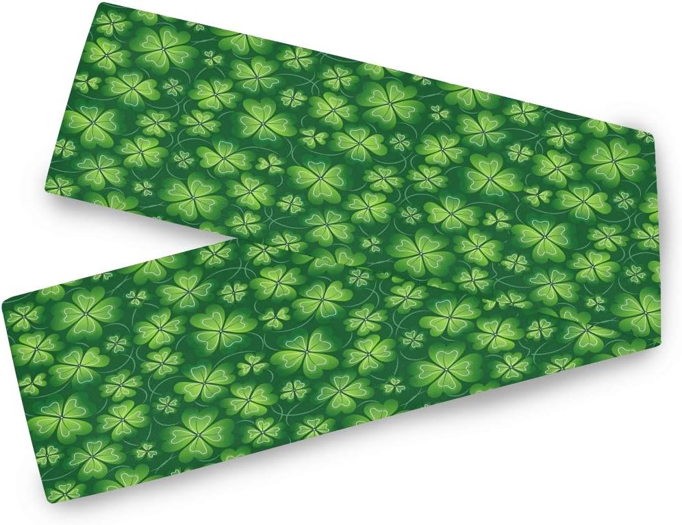 Wamika Happy St Patrick's Day Shamrock Clover Lucky Green Hat Long Table Runner Cloth 13x70 Inch, Patrick Day Rainbow Table Runner Placemat for Kitchen Dining Wedding Home Decor Gift Housewarming