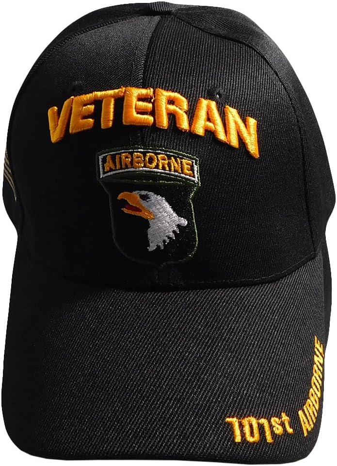Trade Winds 101st Army Airborne Veteran Black Acrylic Adjustable Embroidered Cap Hat, 7 3/4 - Image 2