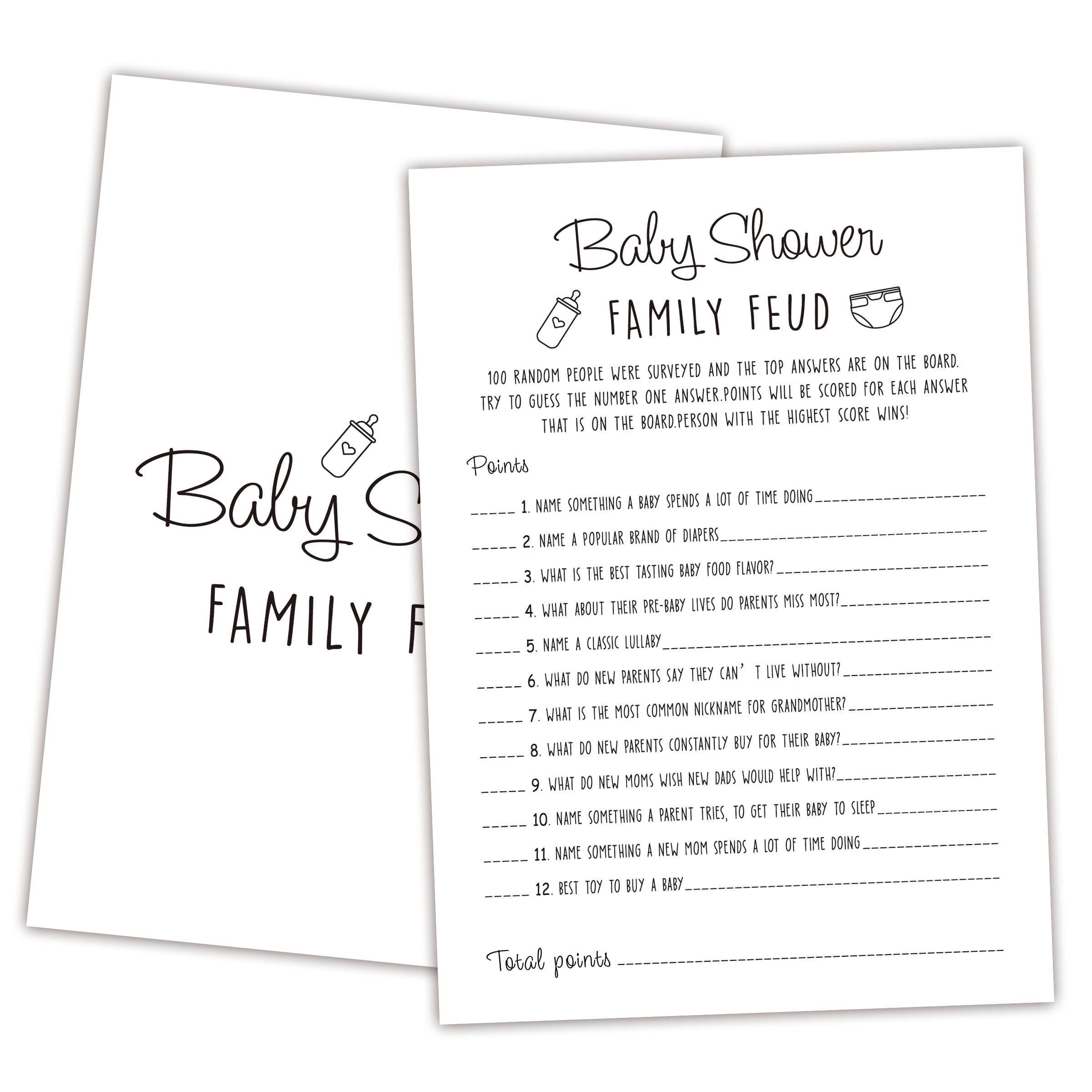 Baby Shower Family Feud Game Pack of 30 Game Cards Answer Key, Baby  Shower Game for Boy Girl, Gender Neutral Baby Shower Decorations, Baby  Feud