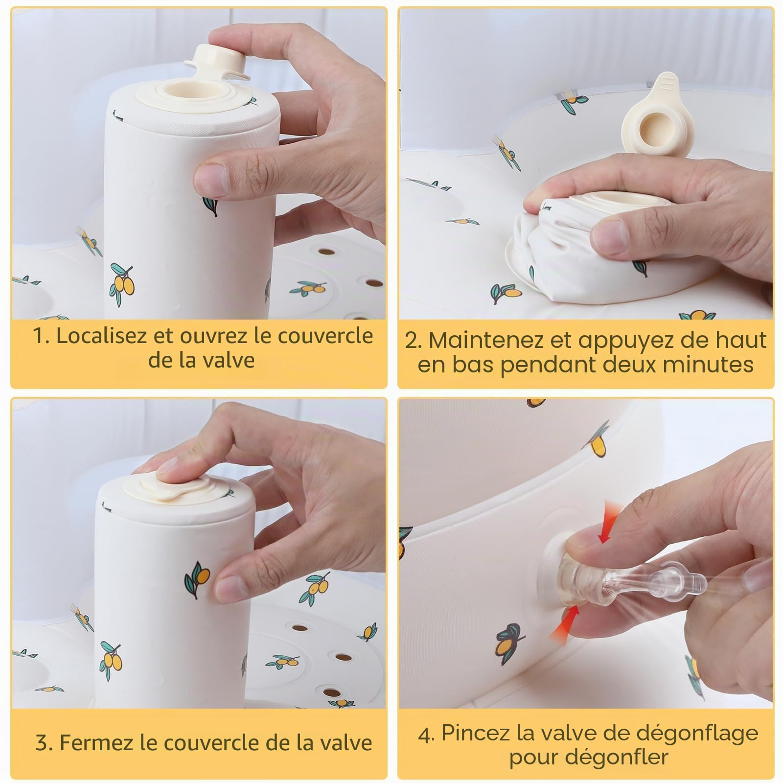 EKEPE Siège gonflable pour bébé à partir de 3 mois - Siège au sol - Siège bébé pour tout-petits - Chaise gonflable avec pompe à air intégrée - Oliver Flower