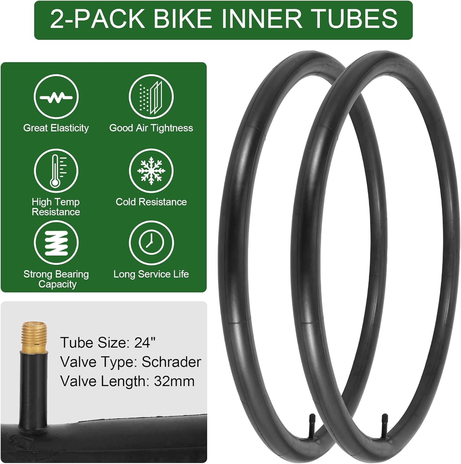 2-Pack 20x1.75 Bike Tire Tube, 20 Inch Mountain Bike Tires & Tubes, Folding Replacement Bicycle Tires with 2 Tire Levers for Hybrid, City Commuter, Urban