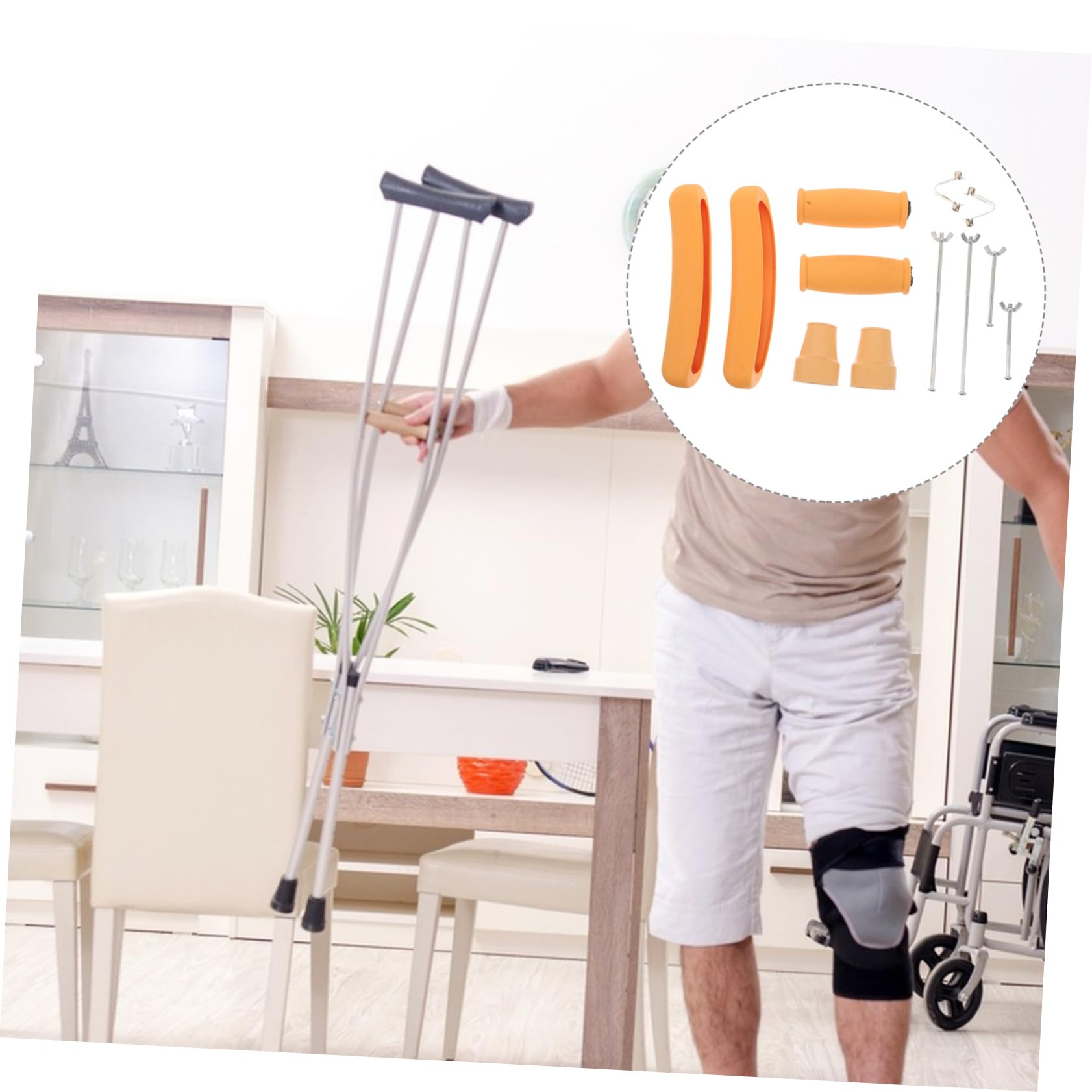 SHINEOFI Juego de Repuestos para Muletas Almohadillas para Axilas y Empuñaduras Antideslizantes de Goma, Diseño Ergonómico para Ayudas para Caminar