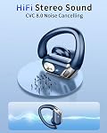 Ecouteurs sans fil, Bluetooth 5.4 Écouteurs Sport 50H Bouds d'oreille Bluetooth, CVC 8.0 Le bruit annule les écouteurs sans fil sur les écouteur IP7 Waterproof, casques de course