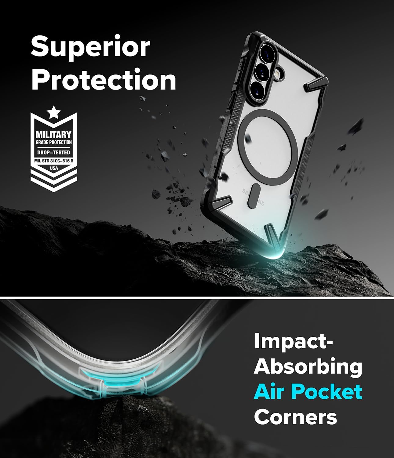 Ringke Fusion-X for Samsung Galaxy S26 Case [Compatible with MagSafe] Non-Slip Pattern Ease of Holding Precise Cutouts for Camera - Magnetic Black