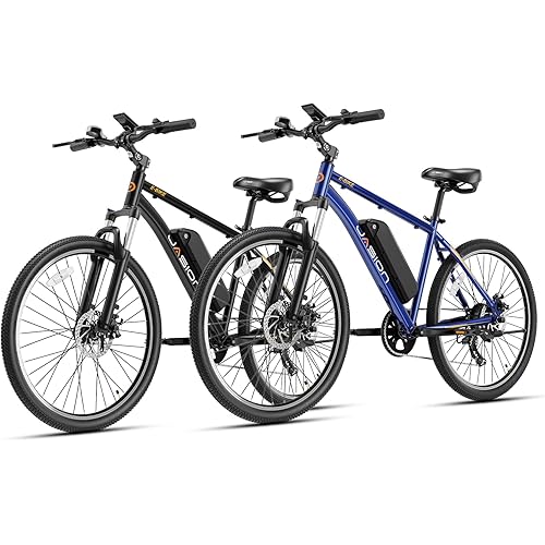 Jasion EB5 Electric Bike for Adults with Peak 1000W Brushless Motor, 40Miles 20MPH Commuting Electric Mountain Bike with 360Wh Removable Battery, 7-Speed, 26" Tires and Front Fork Suspension