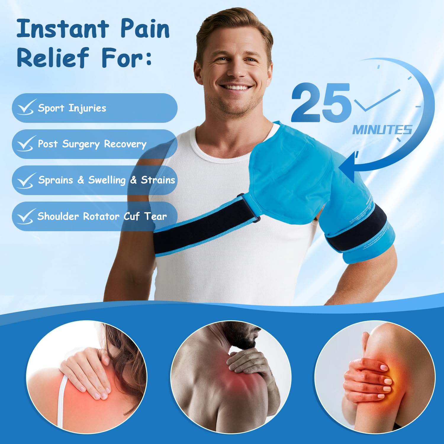 King Mills Plus Size Rotator Cuff Shoulder Brace with Big Ice Pack, Ergonomically Designed as Shoulder Impingement Brace or Wraps for Pain Relief and Surgery Recovery