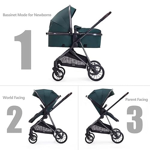 Miniatura 2 de Cochecito de bebé recién nacido Cochecito convertible 2 en 1 con asiento reversible Cochecito plegable de aleación de aluminio antigolpes para