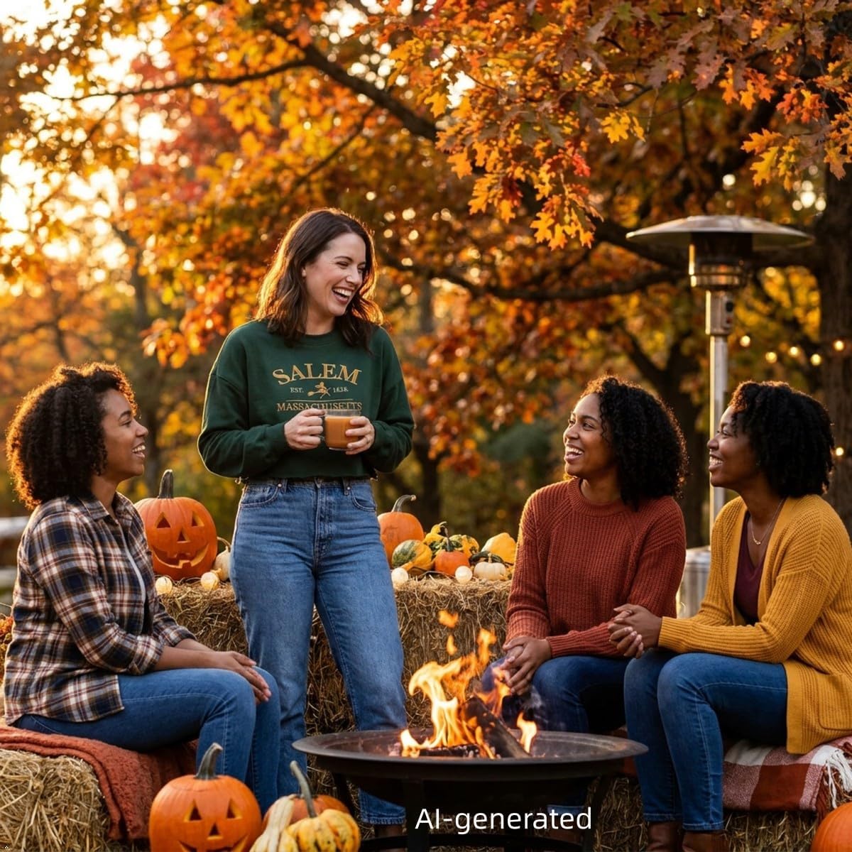 Women's Fall Halloween Thanksgiving Crop Sweatshirt | Autumn Casual Lantern Long Sleeve Pullover Holiday Family Matching Crew Neck Tops