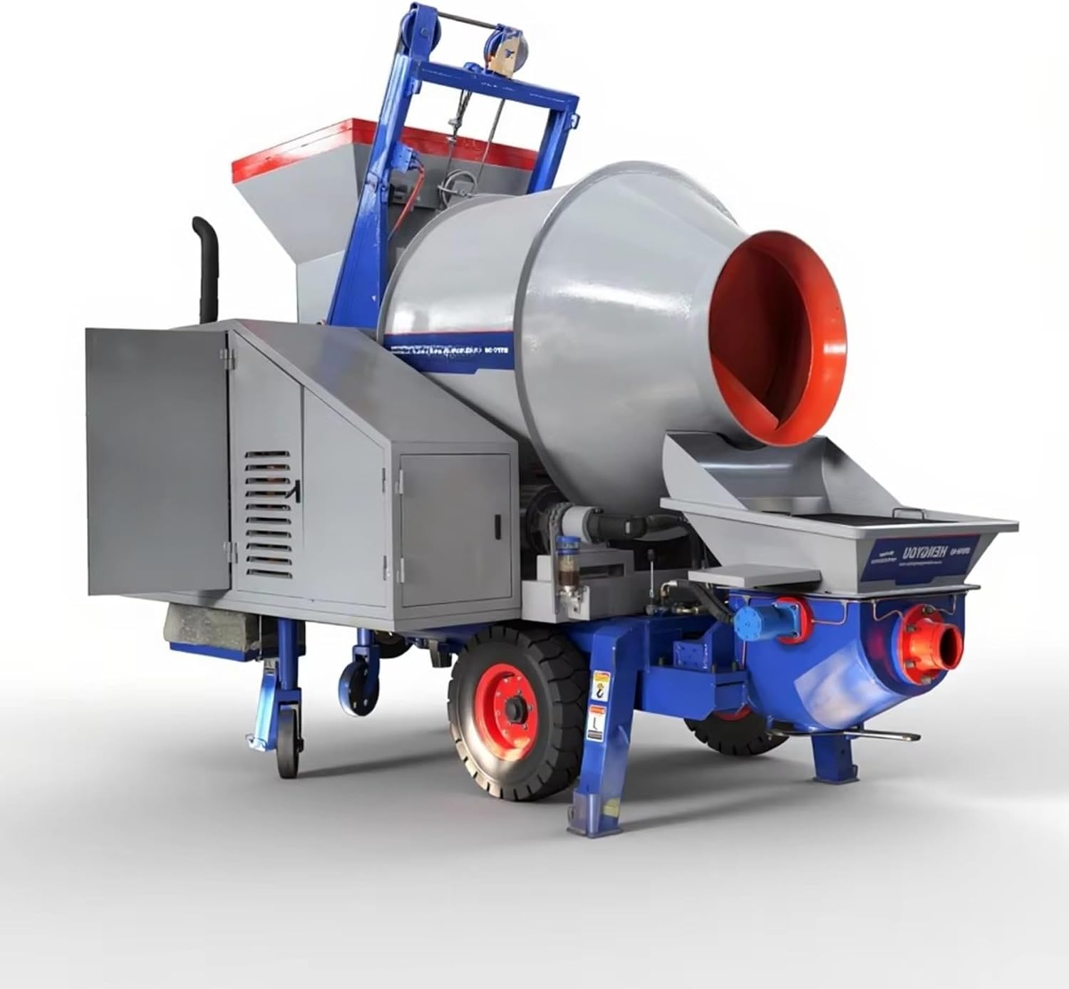 Portable Concrete Mixer with Pump, Compact Concrete Pump Machine for Tight Job Sites, Electric Cement Mixer Pump for Indoor Use