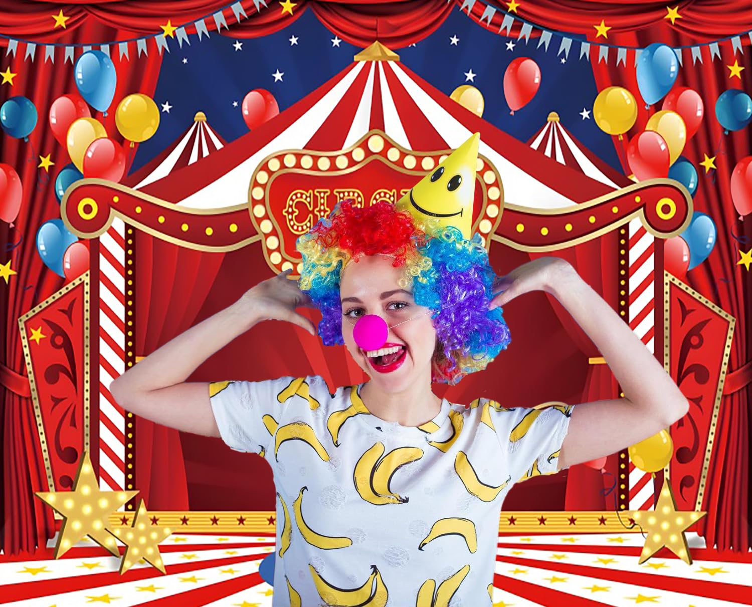 Fondo de circo rojo 3 x 2,5 m, caja fotográfica de vinilo fondo para círculo árbol decoración fiesta de cumpleaños, fondos de estudio fotográfico retratos