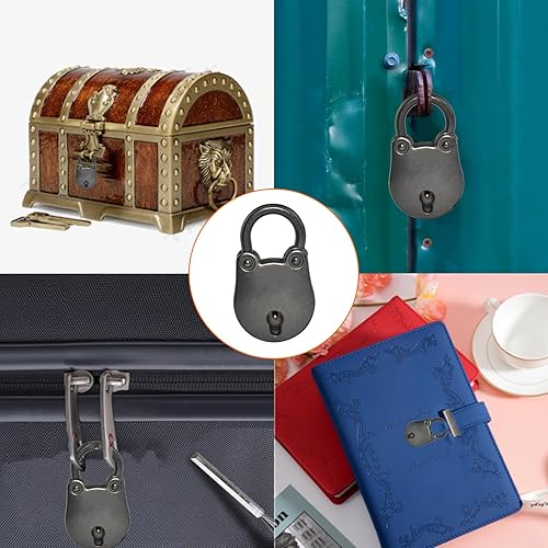 Miniatura 6 de Aifeier ET Candado pequeño con forma de oso con llave para bolso, joyero, caja de almacenamiento, libro de diario, 2 piezas, color negro