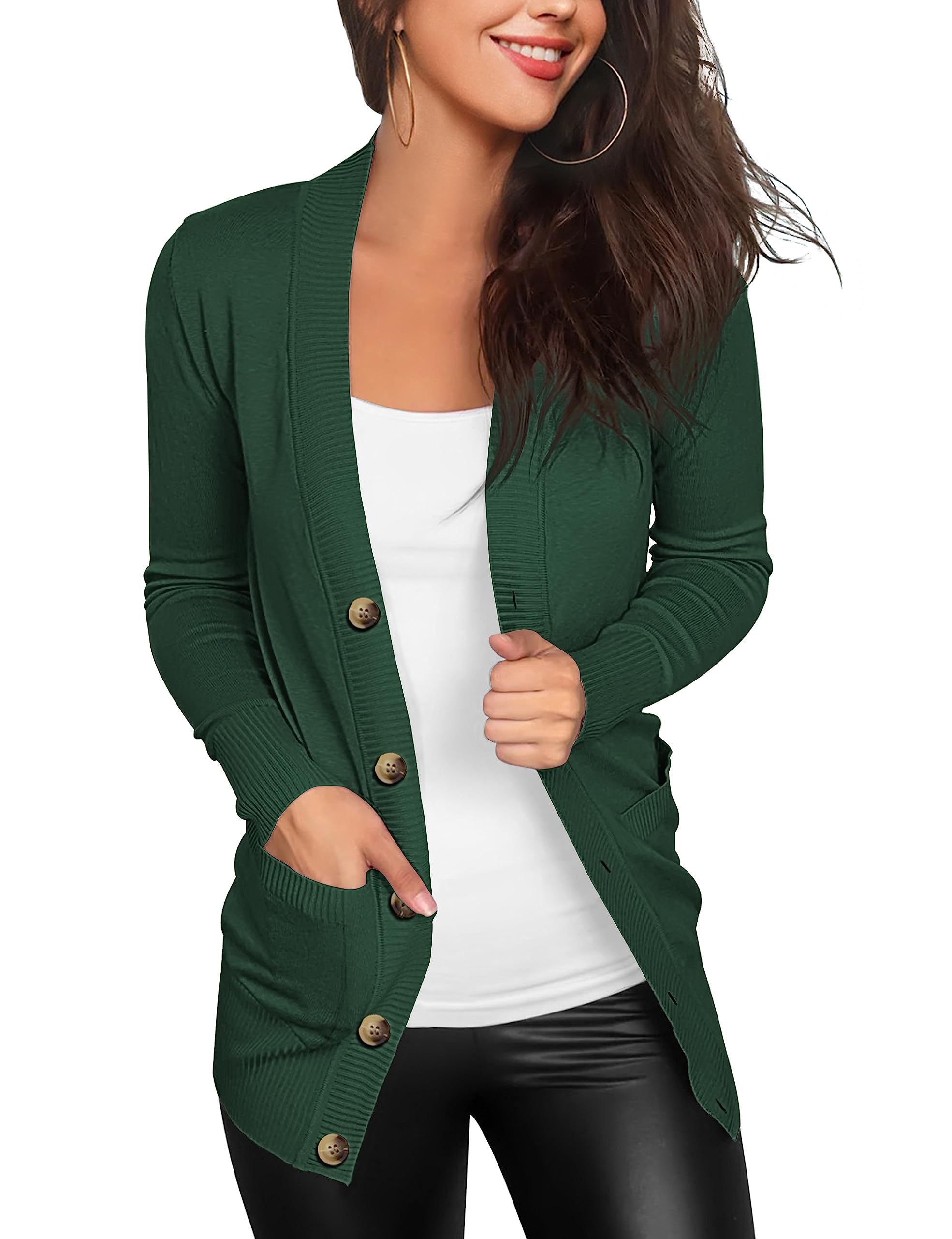 VERABENDI Women's Lightweight Cardigan Sweater Snap Button Front