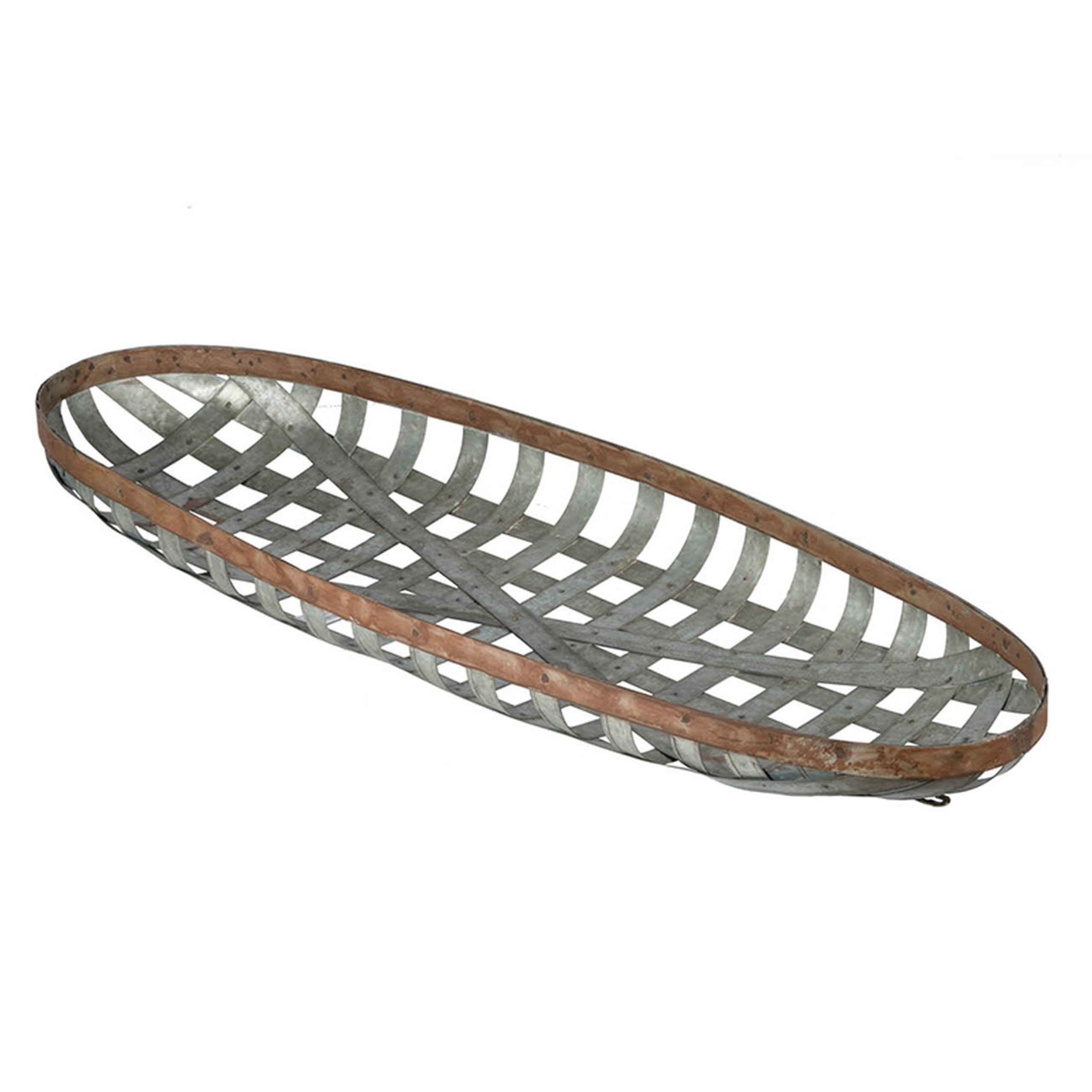 Benjara 37 Inch Decorative Snowshoe Wall Art, Iron Mesh Pattern, Finish, Silver and Brown