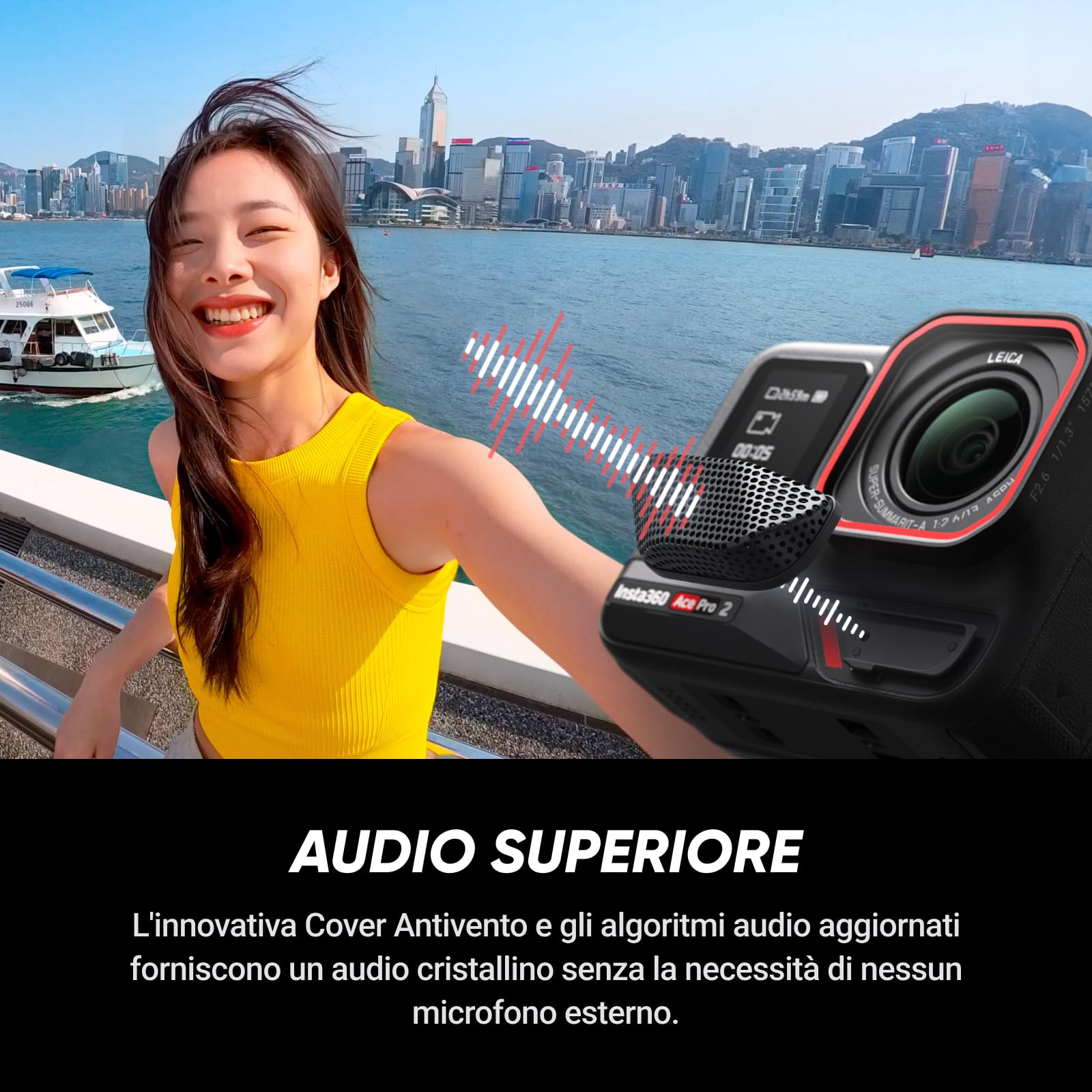 Insta360 Ace Pro 2 Pack Xplorer Grigio: Action Cam 8K Impermeabile, Co-ingegnerizzata con Leica, Sensore 1/1.3", doppio Chip IA. Superba in Bassa Luce, Audio Superiore, Fotografia urbana e Viaggi.