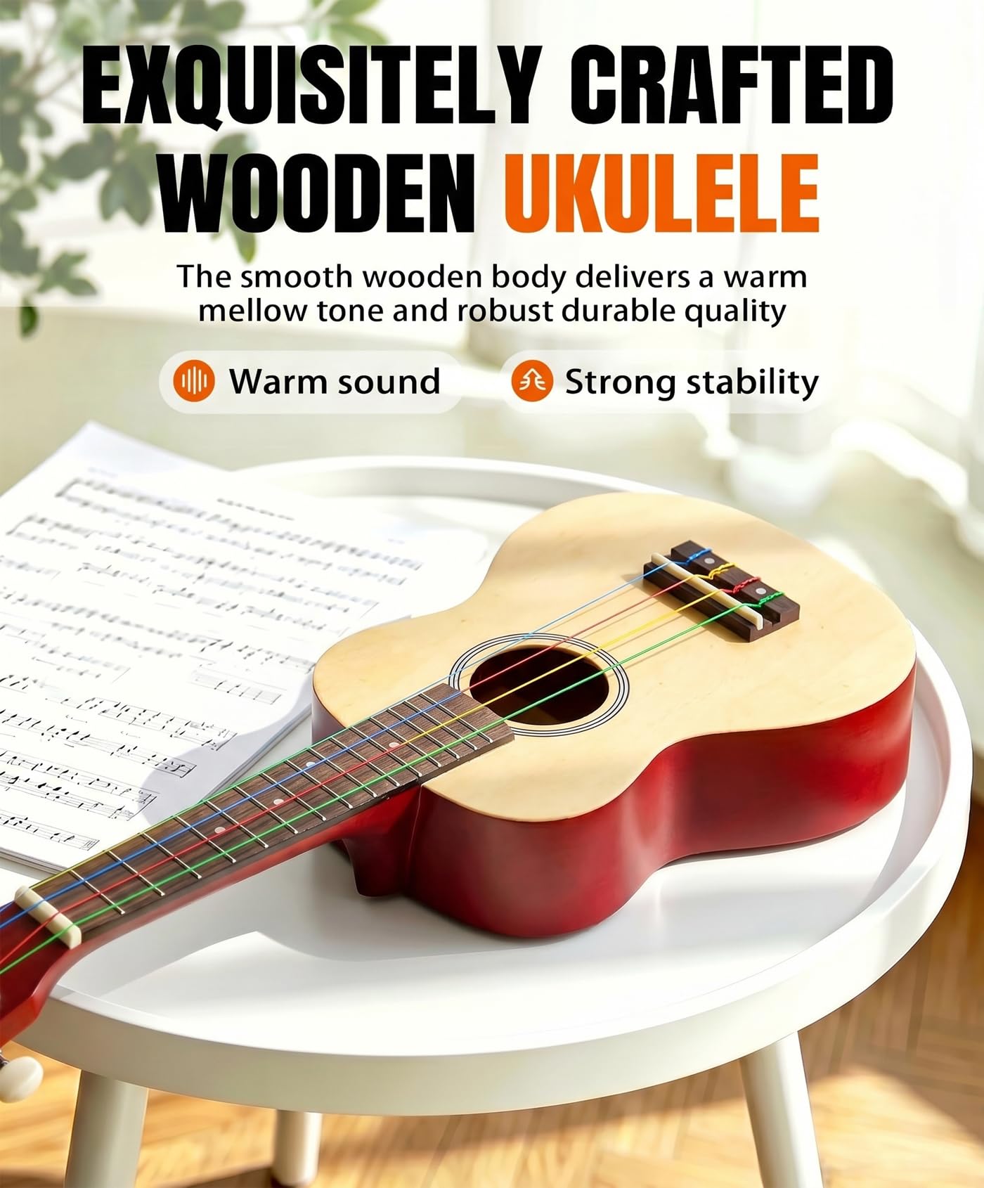 Sopran Ukulele Anfänger Kit für Kinder & Anfänger, 21 Zoll Ukelele mit Songbook, Case, Strap, Tuner, Strings & Picks - Natural | Für Kinder, Erwachsene, Studenten, Anfänger, Profi, mit Koffer, Gurt, Stimmgerät, Saiten, Plektren