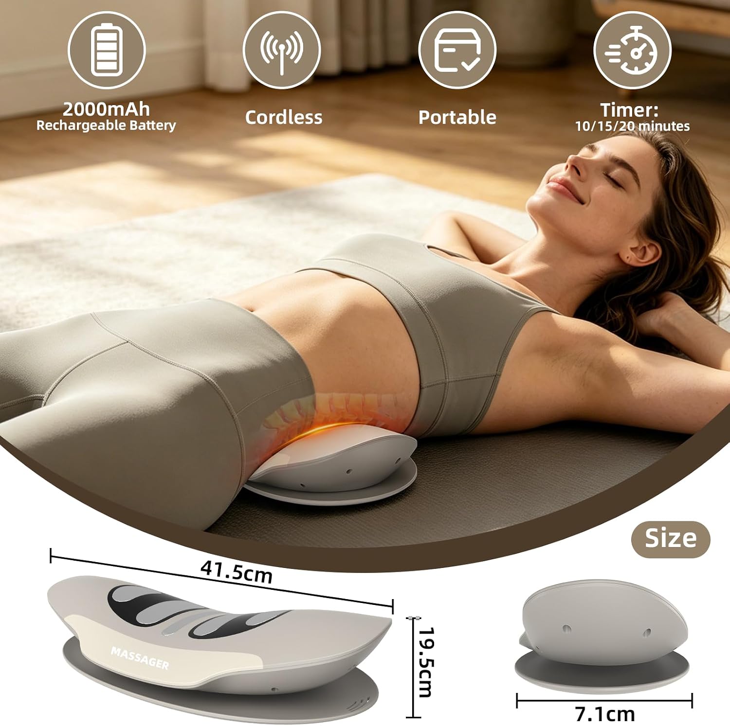 Lower Back Massager, Upgraded 4-in-1 Lumbar Traction Device with Heat, Electrotherapy, Vibration, Design to Support Lower Back & Sciatica Pain Relief for Home Use