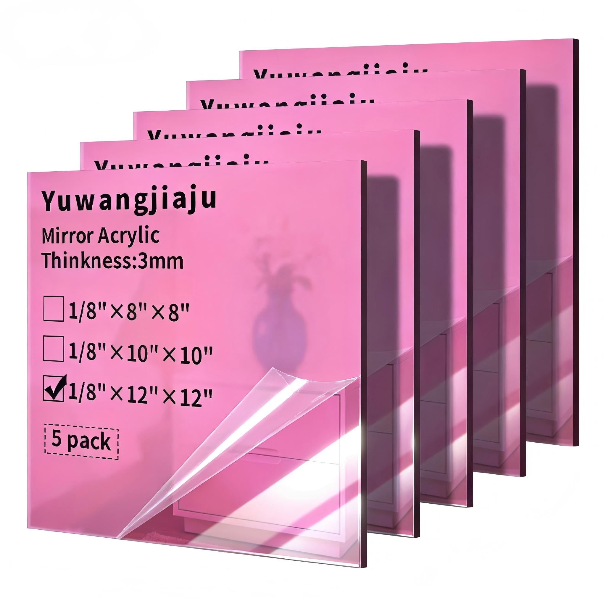 Pink Acrylic Mirror Sheets - 5 Pack for Crafts & Decor -11