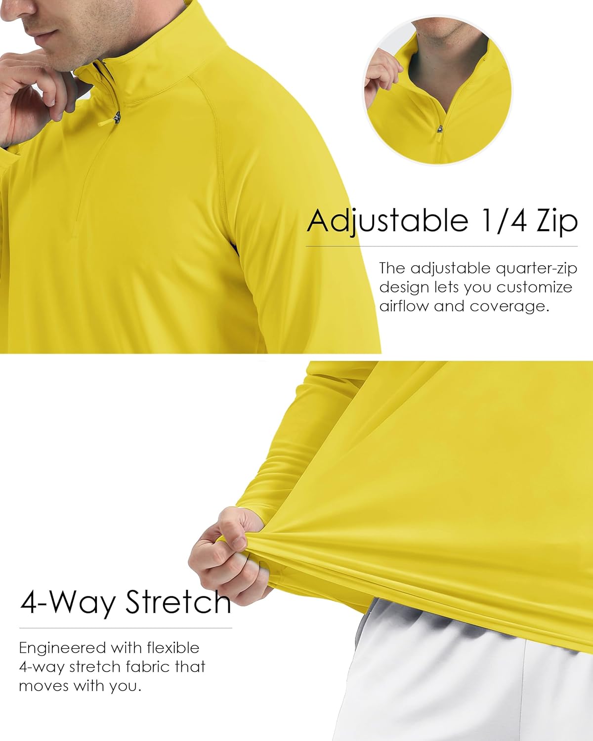 Boladeci Men's UPF 50+ Sun Shirts 1/4 Zip Long Sleeve SPF UV Protection Lightweight Quick Dry Quarter Zip Golf Shirts - Image 6