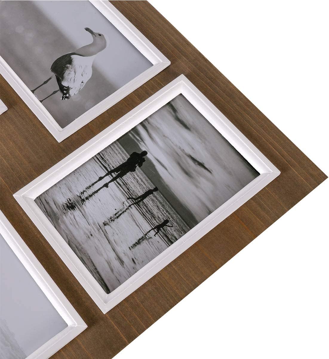 4x6 Picture Frames 4-Opening Solid Wood Collage Picture Frames Vintage Style Distressed Photo Frames with Real Glass for Table Top Stand or Wall Hanging