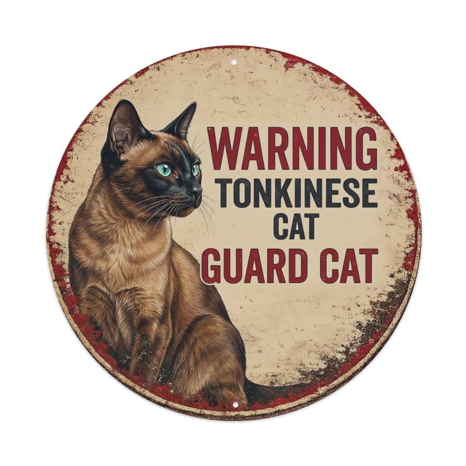 Tgrcjimh Style Metal Tin Sign Vintage Warning Tonkinese Cat