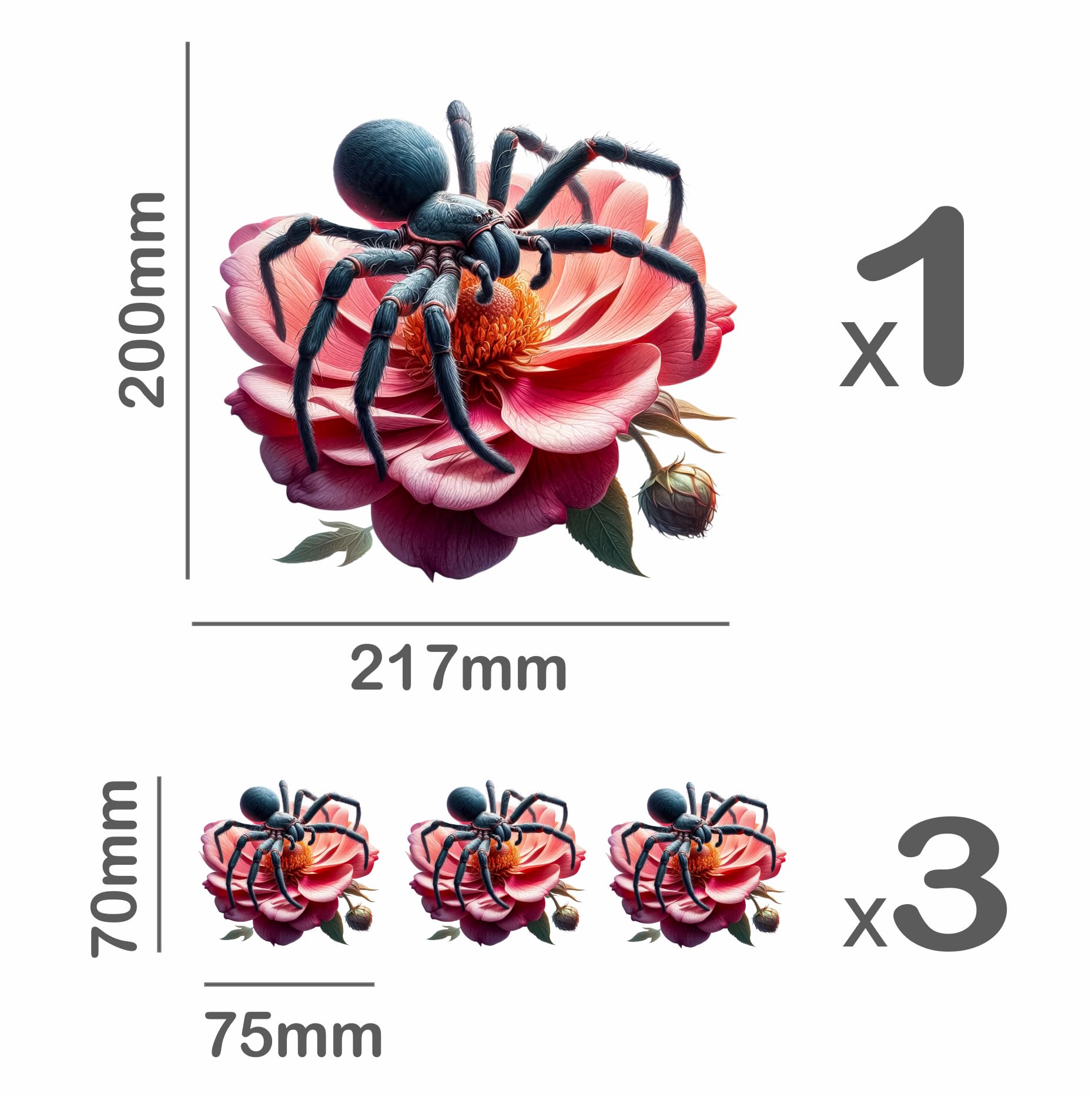 Huntsman Spider Pink Flower Vinyl Stickers, Cover up Marks, Weatherproof & Vibrant, Multi-Purpose Ideal for Phone Cups, Tile - Image 2
