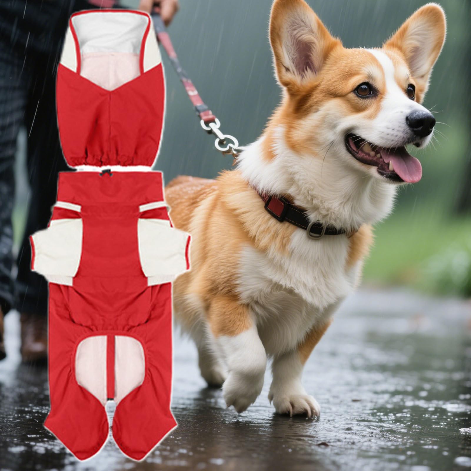 Impermeabile per Cane Grosso Cappuccio Rimovibile e Regolabile | Antipioggia per Cani Grandi Per Passeggiate Invernali all'Aperto, Addestramento, Campeggio sotto la Pioggia