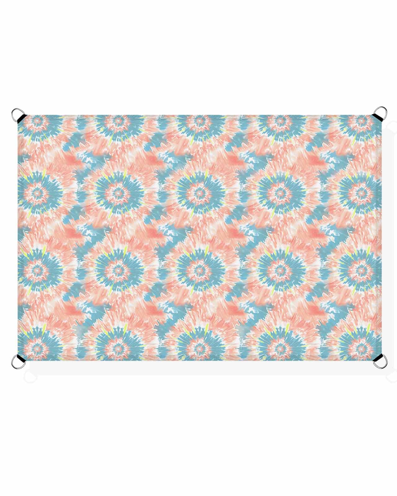 Boanket Sun Shade Sail 14' x 18', Teal Orange Large Heavy Duty Outdoor Shades Sun Screen, Modern Tie Dyeing Contemporary Abstract Art Shade Cloth for Patio Deck Terrace Garden Lawns Beach Backyard