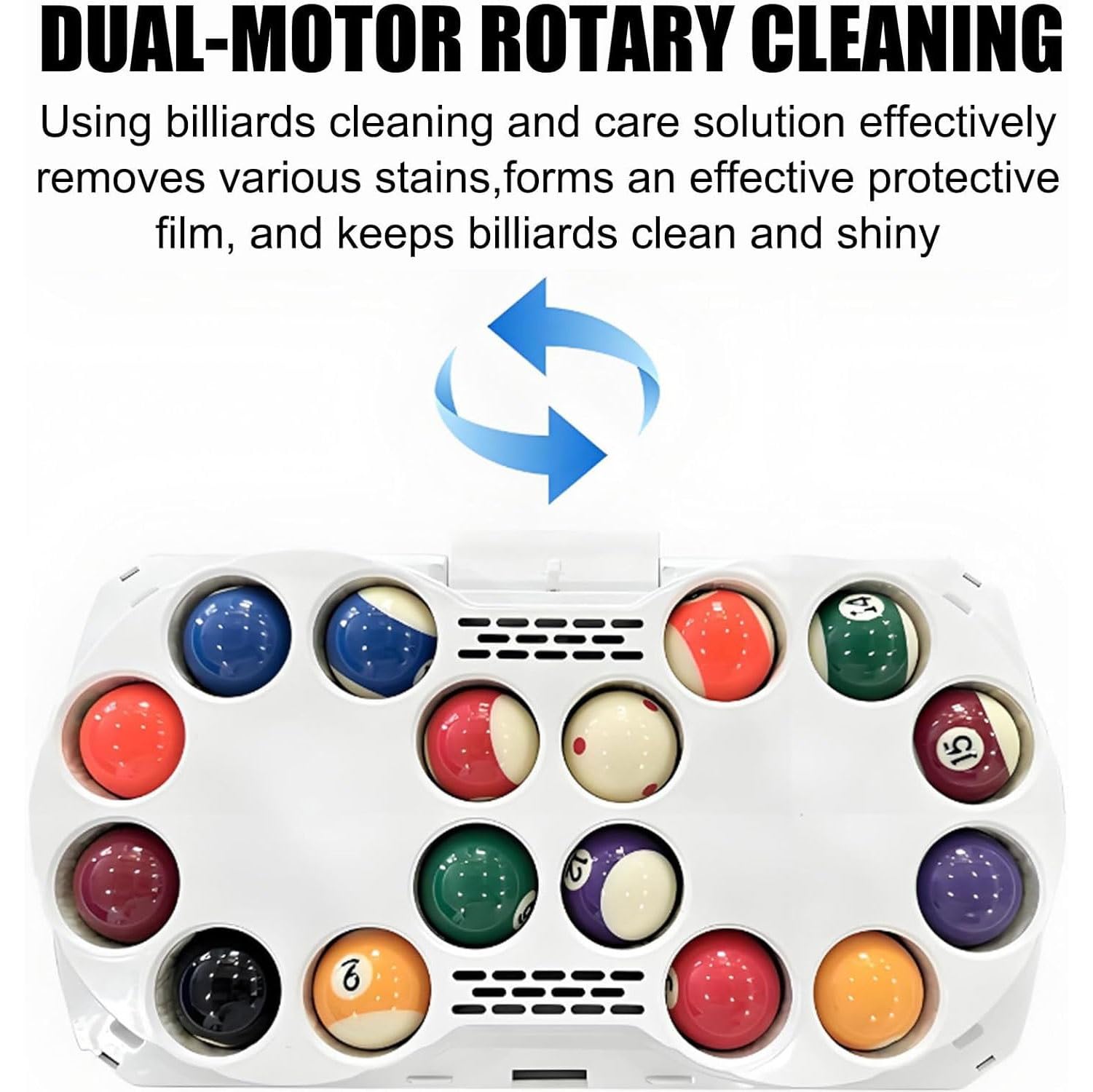 Pulidor y limpiador de bolas de billar con pantalla LCD, máquina de limpieza automática de bolas de piscina con función de secado y ranuras de fieltro de lana