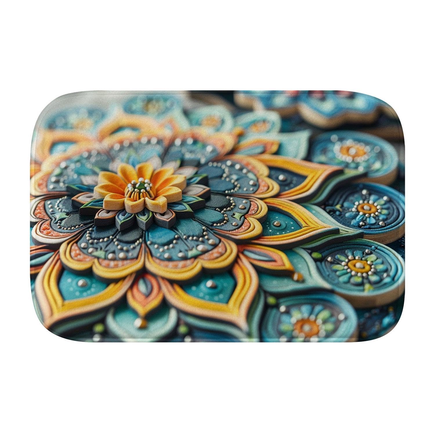 Tapis de bain en mousse à mémoire de forme 3D Fleur lavable taille L