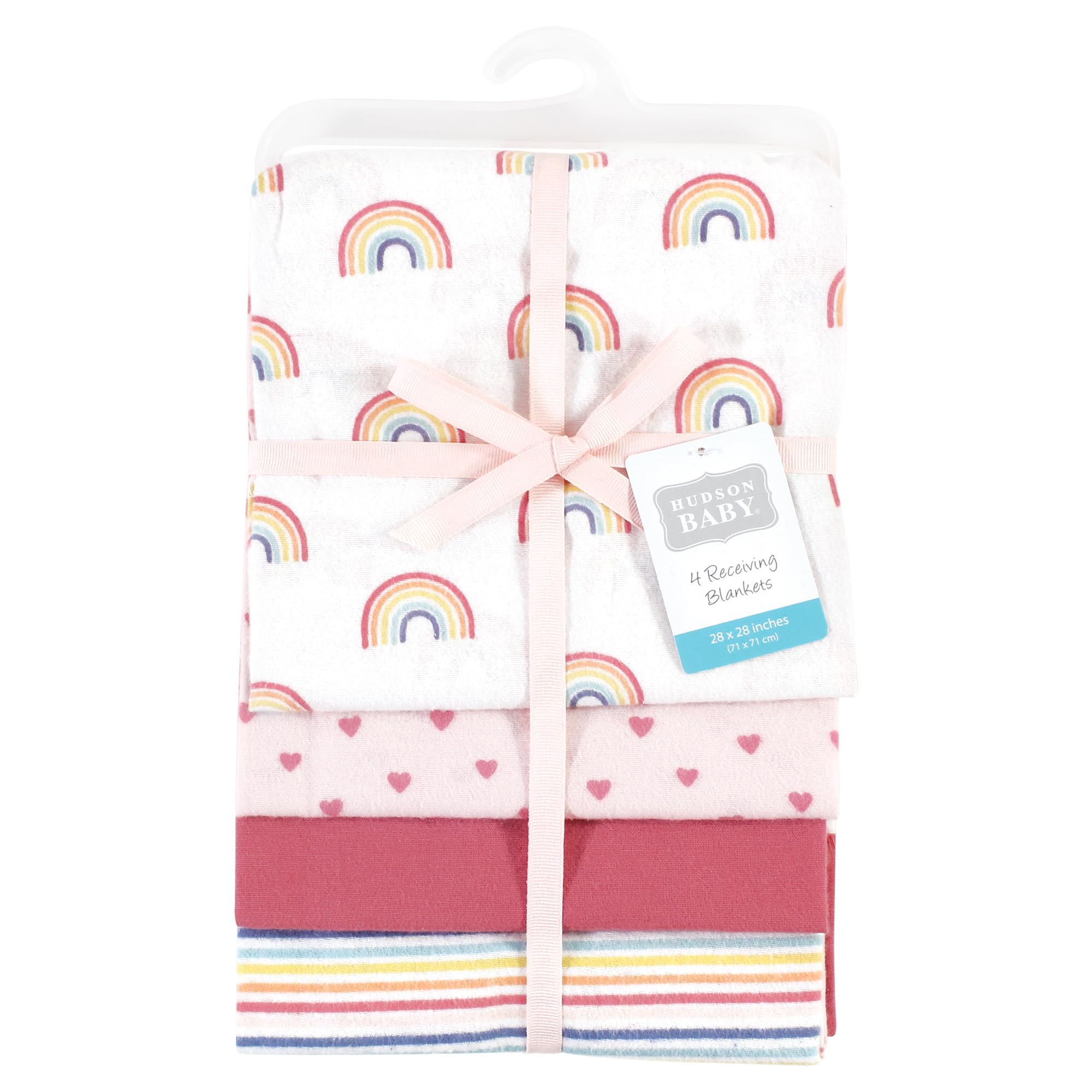Hudson Baby Unisex Baby Cotton Flannel Receiving Blankets, Creative Rainbow, One Size