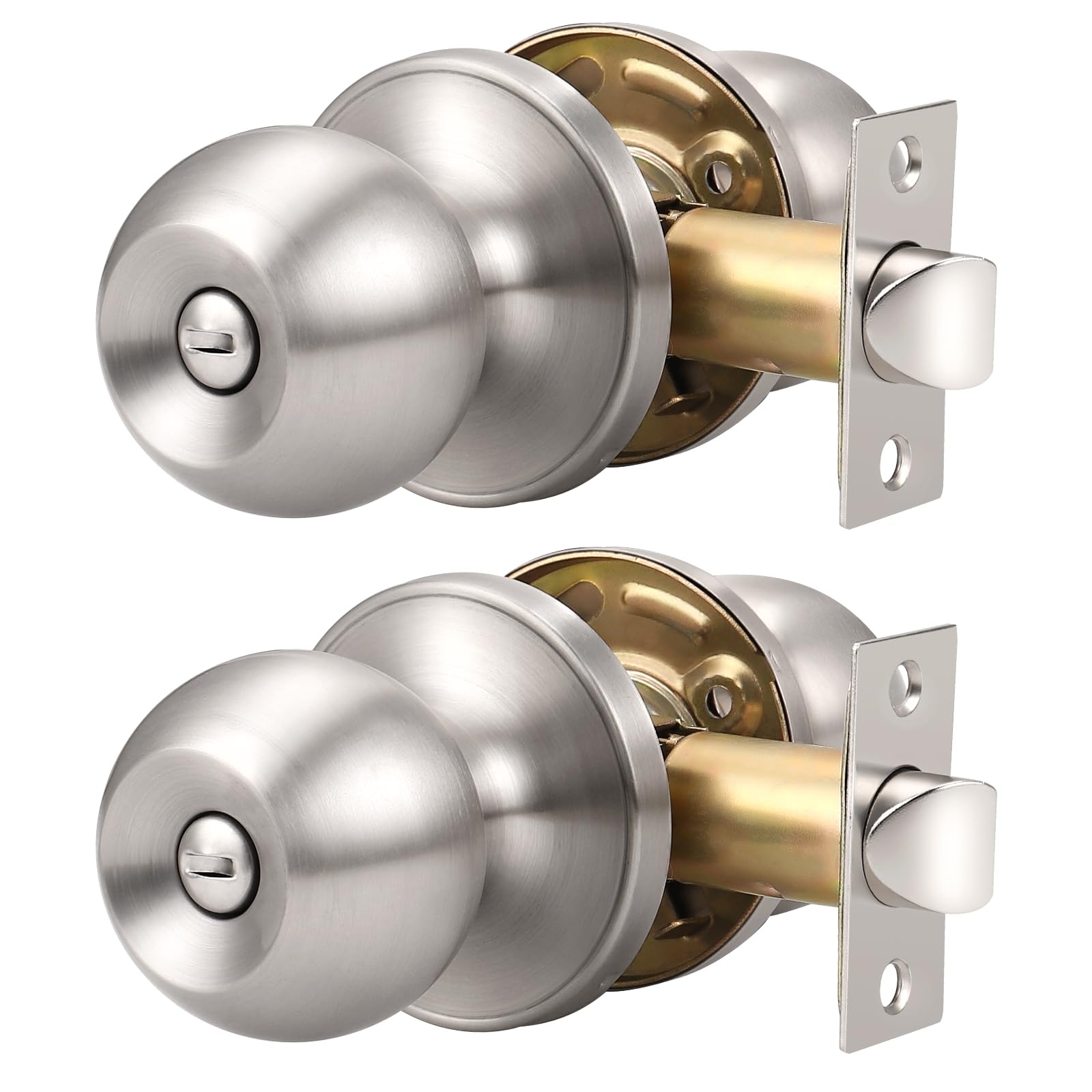 Satin Nickel Door Knobs - 6 Pack Privacy Set -16 Satin Nickel Door Knobs - 6 Pack Privacy Set -16