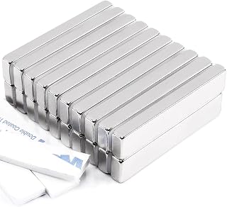 MIN CI 20 Pack Powerful Strong Neodymium Magnets Bars Heavy Duty, Rectangular Permanent Rare Earth Magnets with Adhesive Backing, for Kitchen Lockers Craft Tool Storage, 1.96 x 0.39 x 0.19in