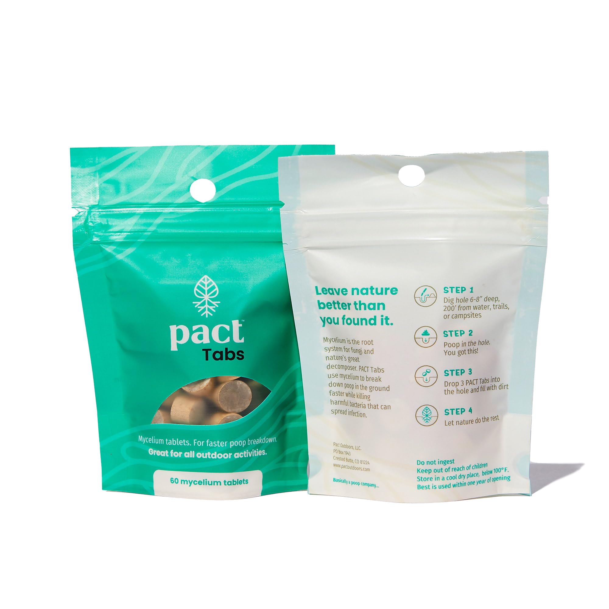 PACT Mycelium Tabs (120-Pack) | Bathroom Supplies for Camping, Backpacking, Backcountry - Sustainable Backpacking Gear