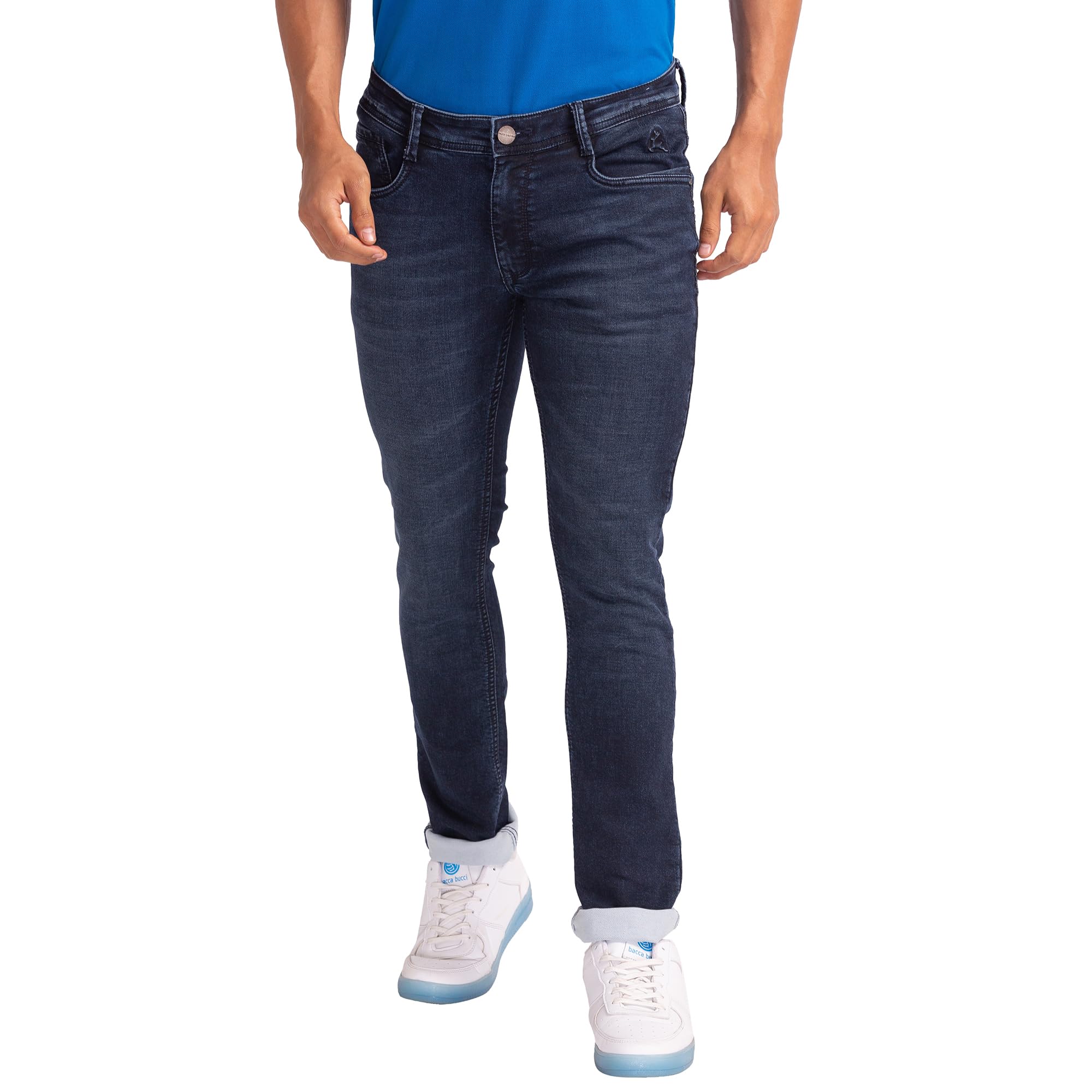 parx Men's Cotton Blend Dobby Pattern Skinny Fit Flat Front Jeans-picture-43