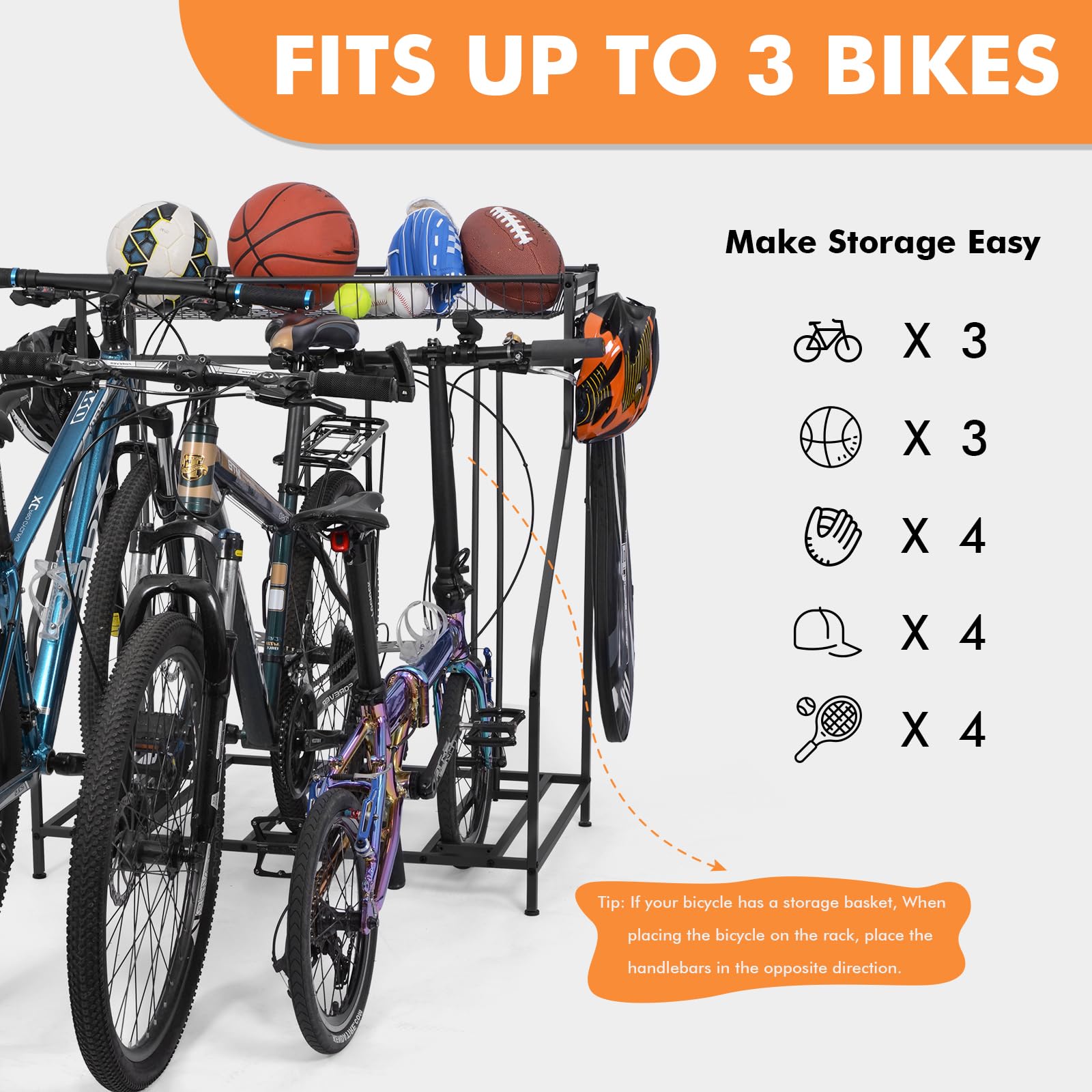 ikkle Fahrradständer Garage, Fahrrad Ständer Boden für 3 Fahrräder