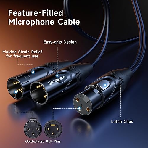 Miniatura 7 de Cable Matters Cable divisor XLR equilibrado - 1.5 pies  1.6 ft, cable XLR Y 2 macho a 1 hembra