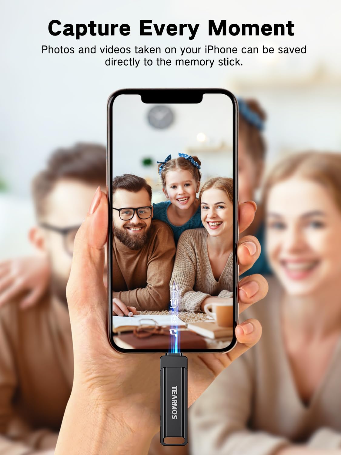 Chiavetta fotografica da 256 GB per iPhone, chiavetta di memoria per archiviazione di foto e video, compatibile con iPhone, iPad, Android, PC, Plug & Play, nessuna app richiesta (grigio)