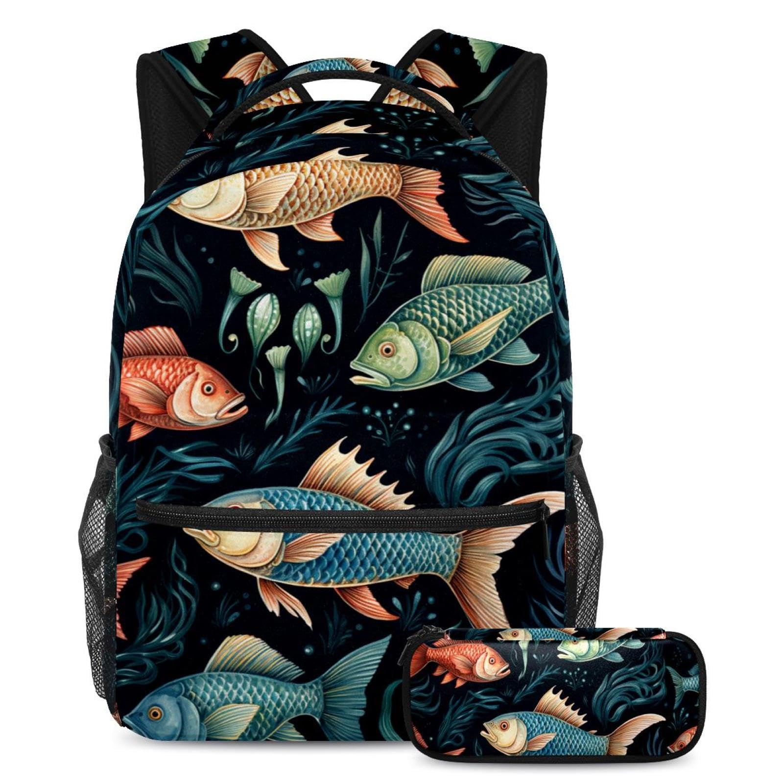 Sac à dos poisson rouge avec trousse 2 pièces pour écolier - 7